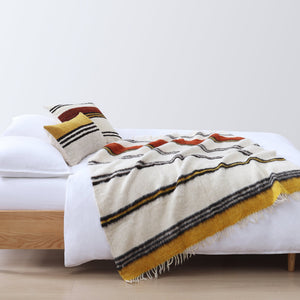 Hiend Accents Solola Handwoven 100% Wool Throw Blanket - Enchanting Colors, Artisan Crafted Comfort For Your Home Orange,Natural 100% Sheepswool Tr8001