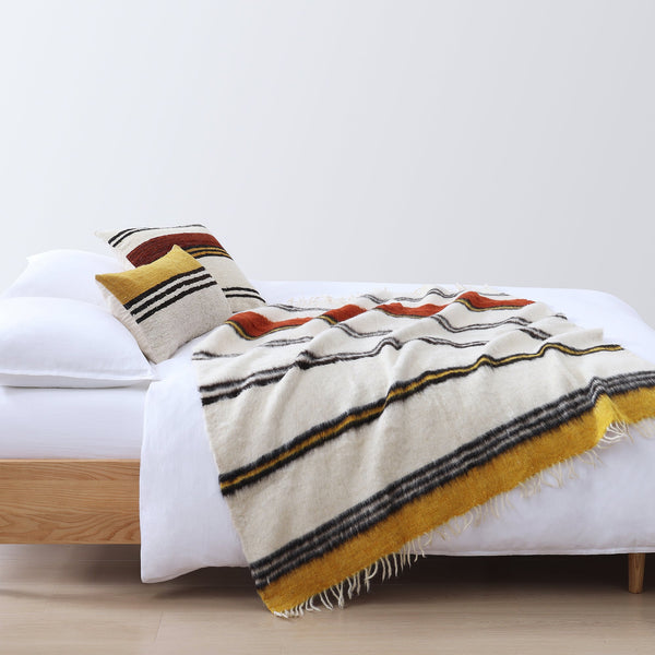 Hiend Accents Solola Handwoven 100% Wool Throw Blanket - Enchanting Colors, Artisan Crafted Comfort For Your Home Orange,Natural 100% Sheepswool Tr8001