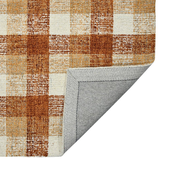 Amer Rugs Tartan Farmhouse Plaid Hand-tufted Area Rug - Luxurious 100% Wool, Perfect For High-traffic Spaces Orange Wool Tra103656