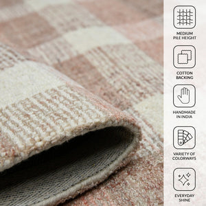 Amer Rugs Tartan Farmhouse Plaid Hand-tufted Area Rug - Luxurious 100% Wool, Perfect For High-traffic Spaces Rose Gold Wool Tra143656