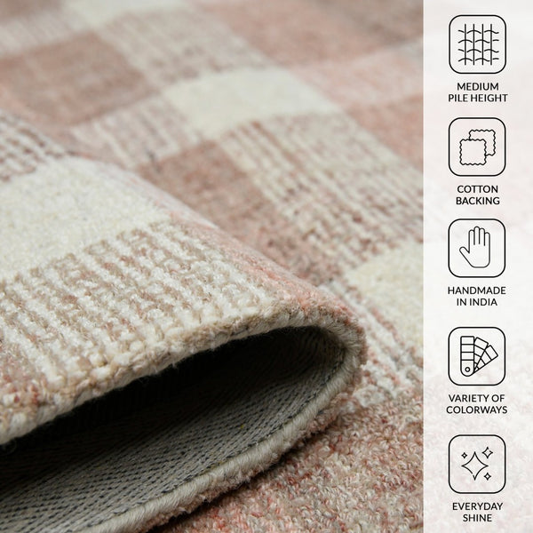 Amer Rugs Tartan Farmhouse Plaid Hand-tufted Area Rug - Luxurious 100% Wool, Perfect For High-traffic Spaces Rose Gold Wool Tra143656