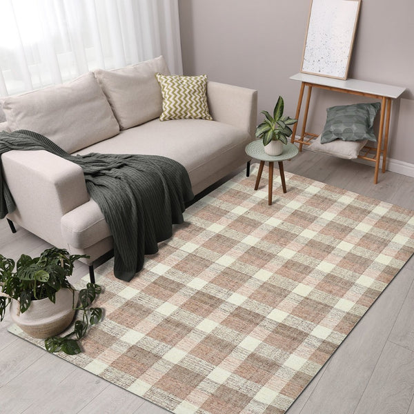 Amer Rugs Tartan Farmhouse Plaid Hand-tufted Area Rug - Luxurious 100% Wool, Perfect For High-traffic Spaces Rose Gold Wool Tra143656