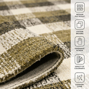 Amer Rugs Tartan Farmhouse Plaid Hand-tufted Area Rug - Luxurious 100% Wool, Perfect For High-traffic Spaces Khaki Wool Tra50203