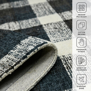 Amer Rugs Tartan Farmhouse Plaid Hand-tufted Area Rug - Luxurious 100% Wool, Perfect For High-traffic Spaces Charcoal Wool Tra60203