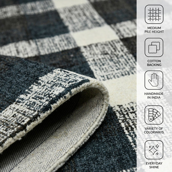 Amer Rugs Tartan Farmhouse Plaid Hand-tufted Area Rug - Luxurious 100% Wool, Perfect For High-traffic Spaces Charcoal Wool Tra60203