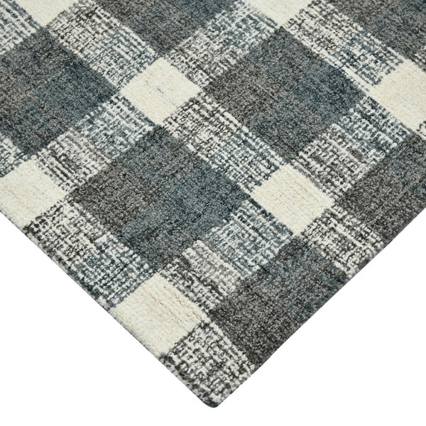 Amer Rugs Tartan Farmhouse Plaid Hand-tufted Area Rug - Luxurious 100% Wool, Perfect For High-traffic Spaces Dark Gray Wool Tra83656