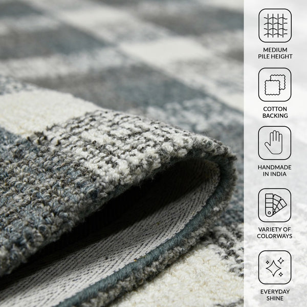 Amer Rugs Tartan Farmhouse Plaid Hand-tufted Area Rug - Luxurious 100% Wool, Perfect For High-traffic Spaces Dark Gray Wool Tra83656