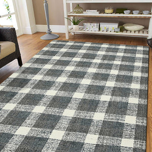 Amer Rugs Tartan Farmhouse Plaid Hand-tufted Area Rug - Luxurious 100% Wool, Perfect For High-traffic Spaces Dark Gray Wool Tra83656