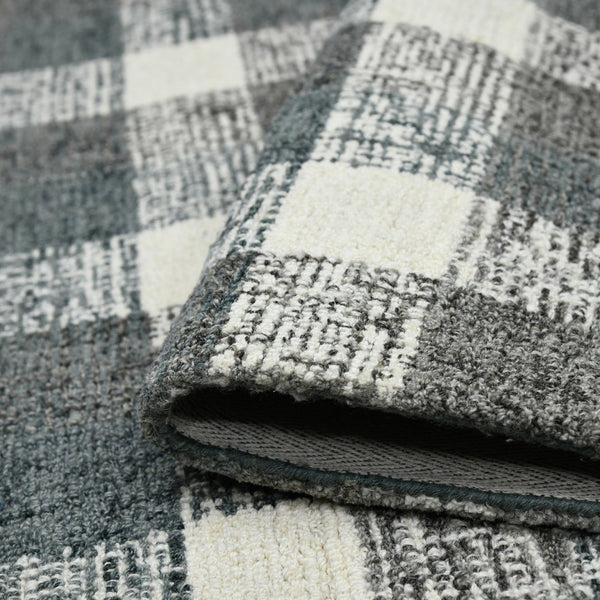 Amer Rugs Tartan Farmhouse Plaid Hand-tufted Area Rug - Luxurious 100% Wool, Perfect For High-traffic Spaces Dark Gray Wool Tra83656