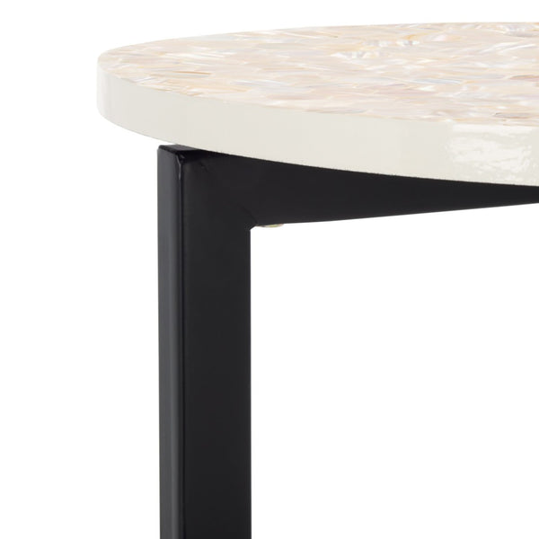 Safavieh Zaira End Table - Handcrafted Balinese Shell Mosaic Design With Elegant Lacquer Finish For Modern Spaces Beige / Multi TRB1000D
