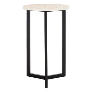 Safavieh Zaira End Table - Handcrafted Balinese Shell Mosaic Design With Elegant Lacquer Finish For Modern Spaces Beige / Multi TRB1000D