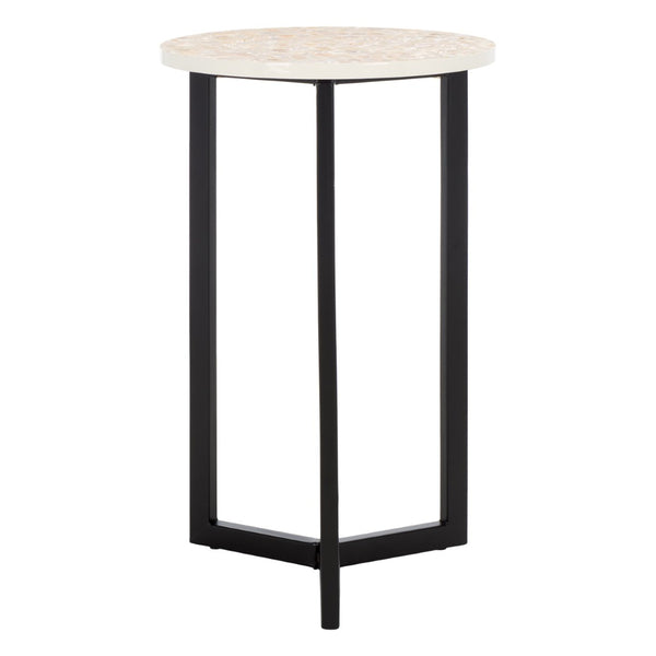 Safavieh Zaira End Table - Handcrafted Balinese Shell Mosaic Design With Elegant Lacquer Finish For Modern Spaces Beige / Multi TRB1000D