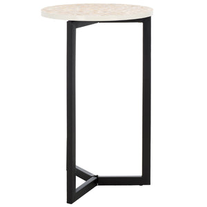 Safavieh Zaira End Table - Handcrafted Balinese Shell Mosaic Design With Elegant Lacquer Finish For Modern Spaces Beige / Multi TRB1000D