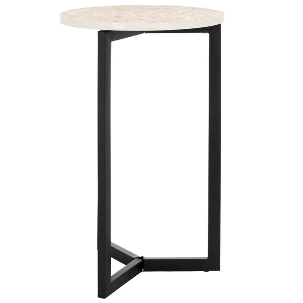 Safavieh Zaira End Table - Handcrafted Balinese Shell Mosaic Design With Elegant Lacquer Finish For Modern Spaces Beige / Multi TRB1000D