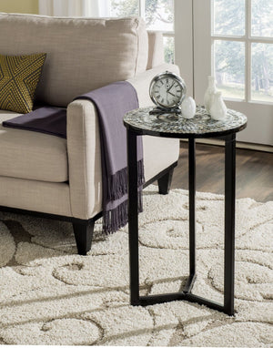 Safavieh Zaira End Table - Handcrafted Balinese Shell Mosaic Design With Elegant Lacquer Finish For Modern Spaces Black TRB1000E