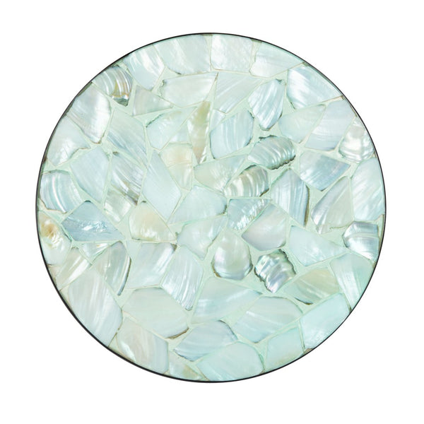 Safavieh Zaira End Table - Handcrafted Balinese Shell Mosaic Design With Elegant Lacquer Finish For Modern Spaces Blue / Green TRB1000G