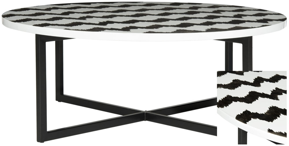 Safavieh Cheyenne Coffee Table - Artisan Chevron Design With Sturdy Metal Legs For Modern Living Rooms Decor Black & White TRB1001B