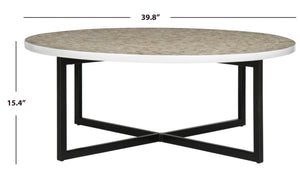 Safavieh Cheyenne Coffee Table - Modern Mosaic Design With Unique Hexagonal Top For Contemporary Living Spaces Beige / Multi TRB1001E