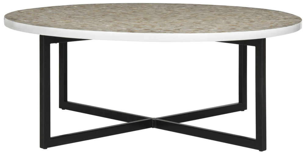 Safavieh Cheyenne Coffee Table - Modern Mosaic Design With Unique Hexagonal Top For Contemporary Living Spaces Beige / Multi TRB1001E
