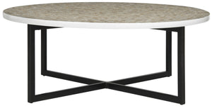Safavieh Cheyenne Coffee Table - Modern Mosaic Design With Unique Hexagonal Top For Contemporary Living Spaces Beige / Multi TRB1001E