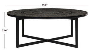 Safavieh Cheyenne Coffee Table - Modern Mosaic Design With Unique Hexagonal Top For Contemporary Living Spaces Black TRB1001G