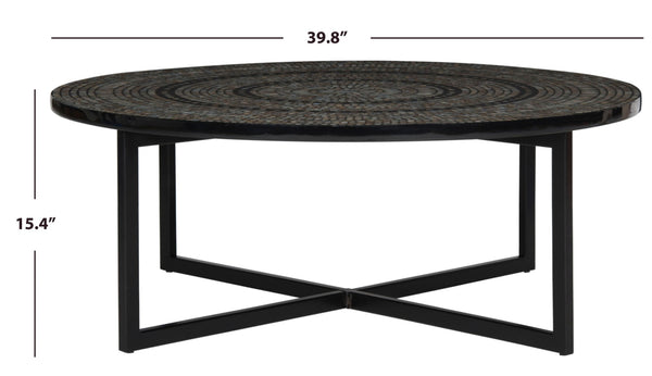 Safavieh Cheyenne Coffee Table - Modern Mosaic Design With Unique Hexagonal Top For Contemporary Living Spaces Black TRB1001G
