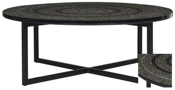 Safavieh Cheyenne Coffee Table - Modern Mosaic Design With Unique Hexagonal Top For Contemporary Living Spaces Black TRB1001G