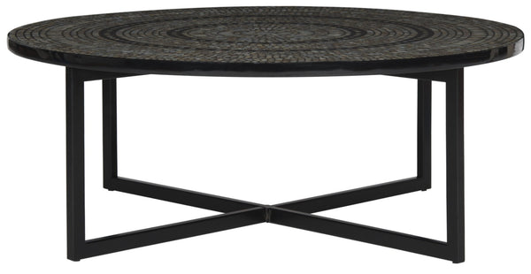 Safavieh Cheyenne Coffee Table - Modern Mosaic Design With Unique Hexagonal Top For Contemporary Living Spaces Black TRB1001G
