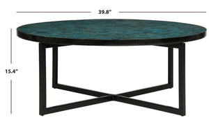 Safavieh Cheyenne Coffee Table - Modern Mosaic Design With Unique Hexagonal Top For Contemporary Living Spaces Turquoise TRB1001J
