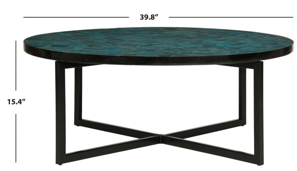 Safavieh Cheyenne Coffee Table - Modern Mosaic Design With Unique Hexagonal Top For Contemporary Living Spaces Turquoise TRB1001J