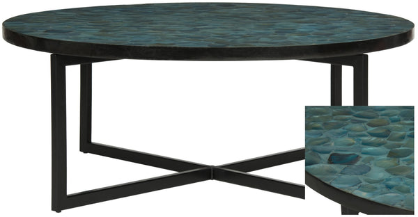 Safavieh Cheyenne Coffee Table - Modern Mosaic Design With Unique Hexagonal Top For Contemporary Living Spaces Turquoise TRB1001J