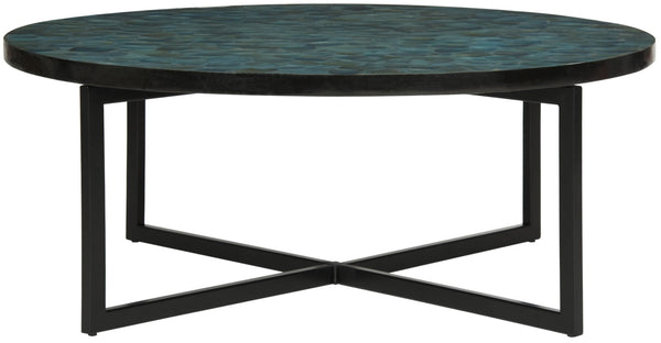 Safavieh Cheyenne Coffee Table - Modern Mosaic Design With Unique Hexagonal Top For Contemporary Living Spaces Turquoise TRB1001J