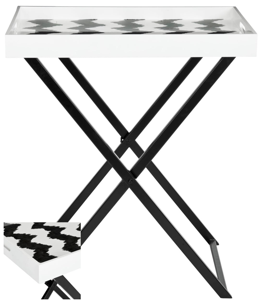 Safavieh Abba Tray Table Black ,White  Trb1002b