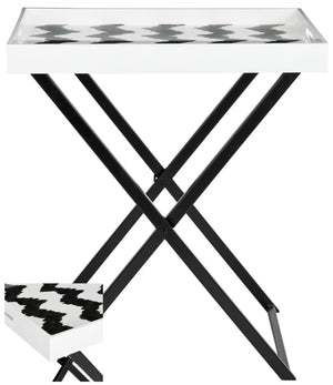 Safavieh Abba Tray Table Black ,White  Trb1002b