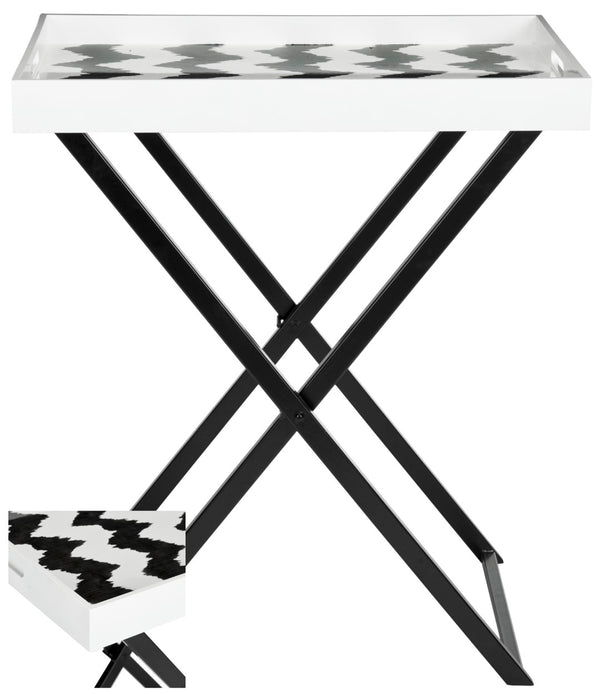 Safavieh Abba Tray Table Black ,White  Trb1002b