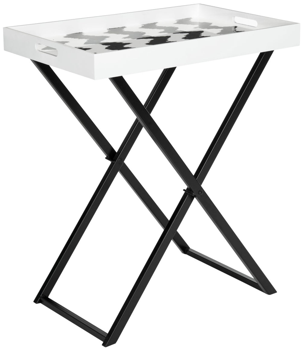 Safavieh Abba Tray Table - Modern Compact Side Table With Stylish Lacquer Top For Versatile Living Spaces Black / White TRB1002B