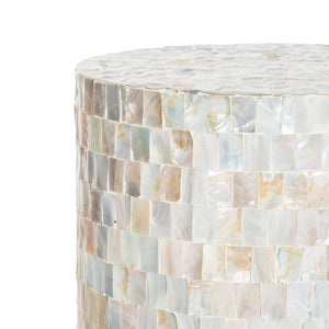 Safavieh Ariel Contemporary Mosaic Round Stool - Iridescent Faux Mother-Of-Pearl Accent For Chic Spaces TRB1004A
