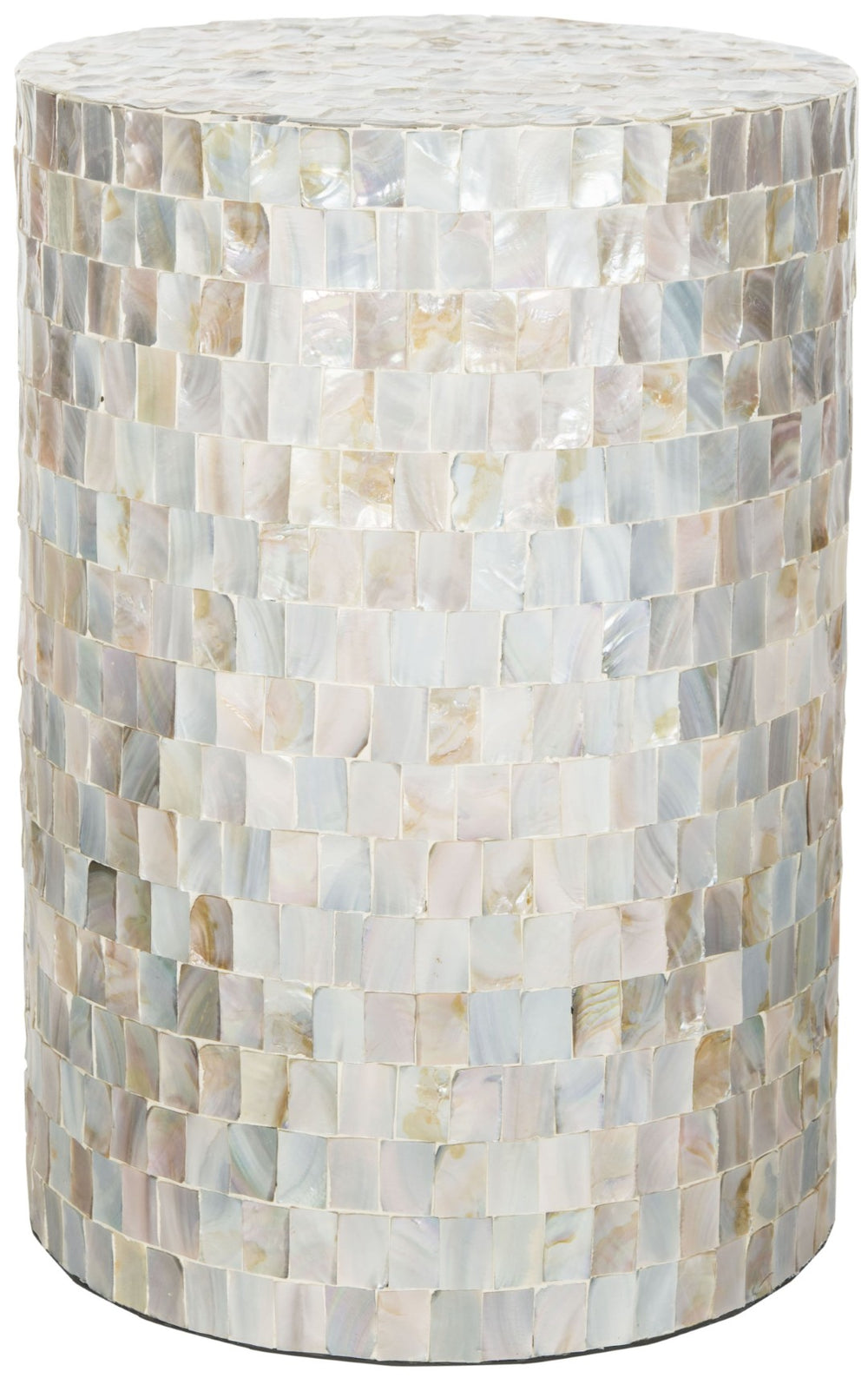 Safavieh Ariel Contemporary Mosaic Round Stool - Iridescent Faux Mother-Of-Pearl Accent For Chic Spaces TRB1004A