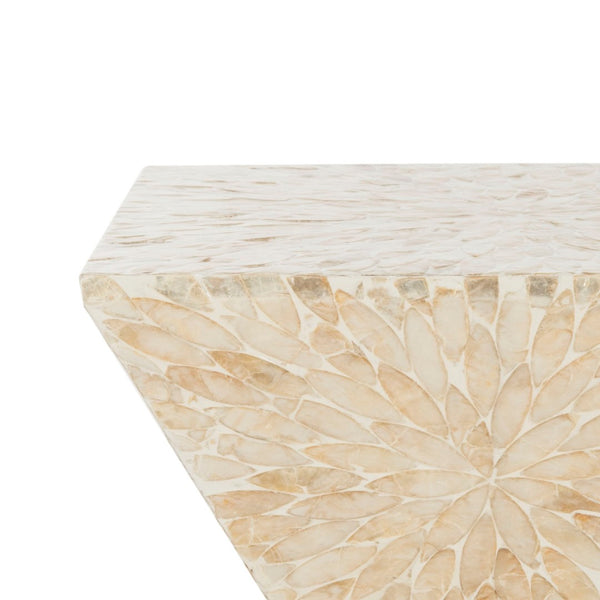 Safavieh Calypso Sunburst Mosaic Stool - Chic Faux Mother-Of-Pearl Accent Table For Stylish Living Spaces TRB1005A