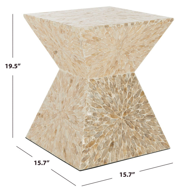 Safavieh Calypso Sunburst Mosaic Stool - Chic Faux Mother-Of-Pearl Accent Table For Stylish Living Spaces TRB1005A