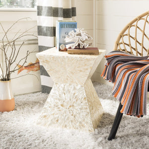 Safavieh Calypso Sunburst Mosaic Stool - Chic Faux Mother-Of-Pearl Accent Table For Stylish Living Spaces TRB1005A