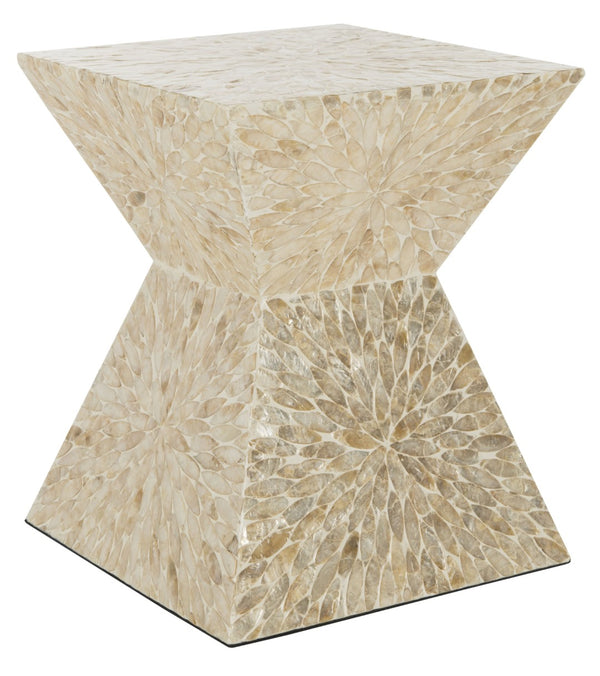 Safavieh Calypso Sunburst Mosaic Stool - Chic Faux Mother-Of-Pearl Accent Table For Stylish Living Spaces TRB1005A