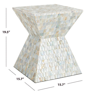 Safavieh Aquamarine Square Mosaic Stool - Contemporary Accent Table With Faux Mother-Of-Pearl Finish, 15.7" W TRB1006A