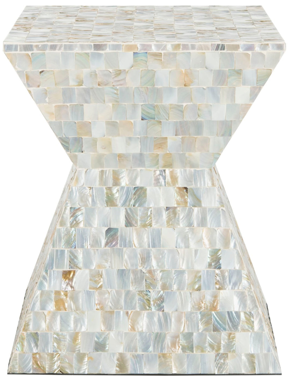 Safavieh Aquamarine Square Mosaic Stool - Contemporary Accent Table With Faux Mother-Of-Pearl Finish, 15.7" W TRB1006A