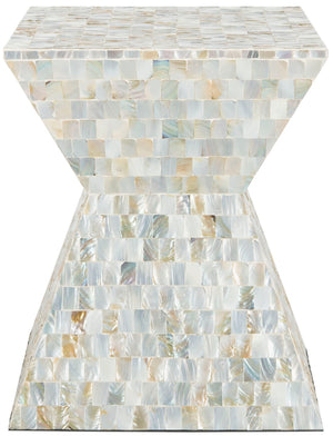 Safavieh Aquamarine Square Mosaic Stool - Contemporary Accent Table With Faux Mother-Of-Pearl Finish, 15.7" W TRB1006A