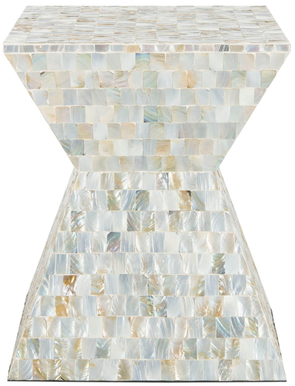 Safavieh Aquamarine Square Mosaic Stool - Contemporary Accent Table With Faux Mother-Of-Pearl Finish, 15.7" W TRB1006A