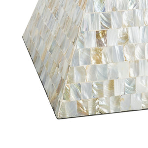 Safavieh Aquamarine Square Mosaic Stool - Contemporary Accent Table With Faux Mother-Of-Pearl Finish, 15.7" W TRB1006A
