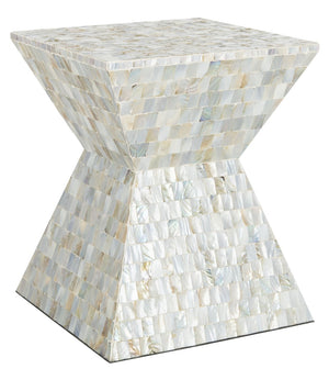 Safavieh Aquamarine Square Mosaic Stool - Contemporary Accent Table With Faux Mother-Of-Pearl Finish, 15.7" W TRB1006A