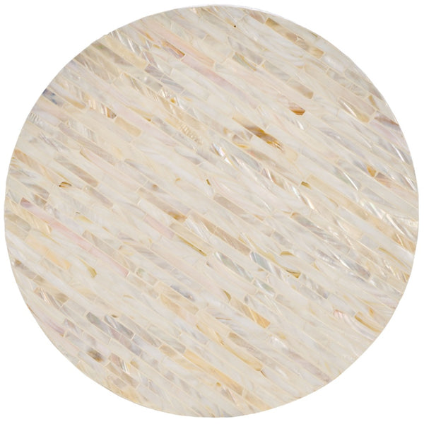 Safavieh Perla Chic Round Side Table - Faux Mother-Of-Pearl Mosaic, Pink Champagne & Gold Accent, Modern Design TRB1007A