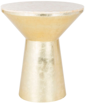 Safavieh Fae Elegant Round Mosaic Side Table With Faux Mother-Of-Pearl Inlay In Pink Champagne & Gold TRB1008A